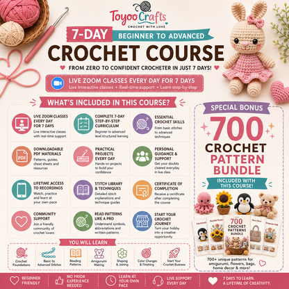 Master Crochet in 7 Days | Live Beginner to Advanced Crochet Course with 700 Pattern Bundle