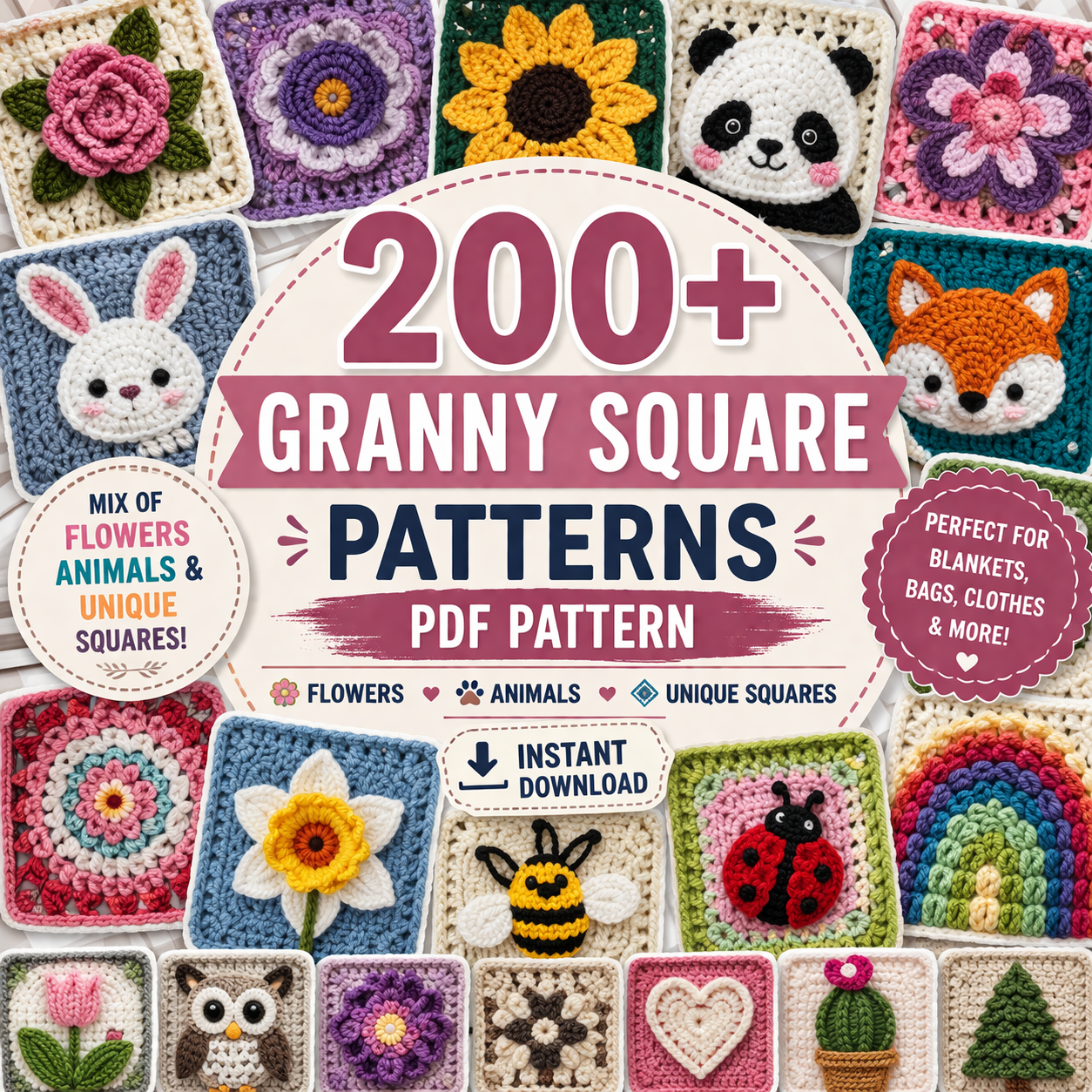 700+ Crochet Pattern Bundle + Etsy Selling Guide | 200+ Granny Square Patterns | Butterfly Crochet Cardigan Pattern | Start a Crochet Business
